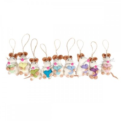 Sjaal met Verhaal Felt Hanger Muis met Hart pastel assorti