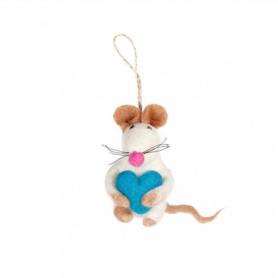 Sjaal met Verhaal Felt Hanger Muis met Hart pastel assorti