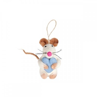 Sjaal met Verhaal Felt Hanger Muis met Hart pastel assorti