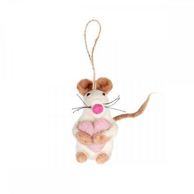 Sjaal met Verhaal Felt Hanger Muis met Hart pastel assorti