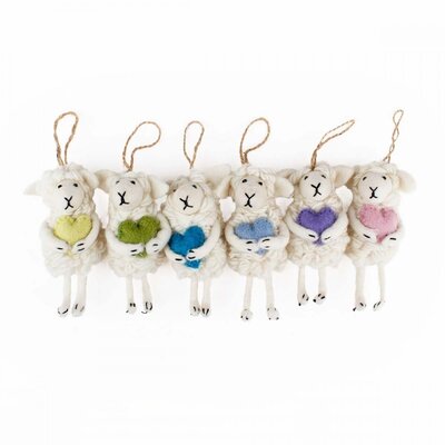 Sjaal met Verhaal Felt Hanger Schaap met Hart pastel assorti