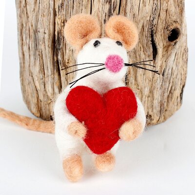 Sjaal met Verhaal Felt Hanger Muis met Hart red