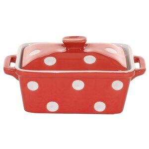 Isabelle Rose Butter Dish Dots red/white