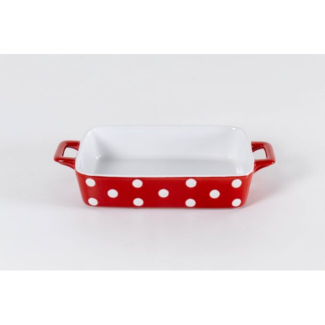 Oven Dish Dots red/white  small