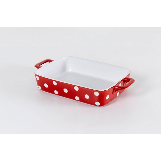 Oven Dish Dots red/white  small