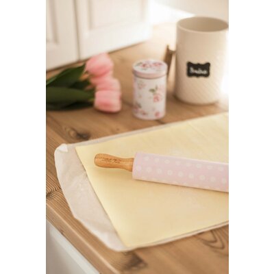 Isabelle Rose Silicone Wooden Rolling Pin Dots pink/white 38 cm