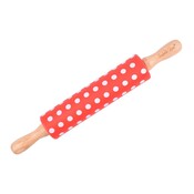 Isabelle Rose Silikon-Holz Teigroller Dots red/white 38 cm