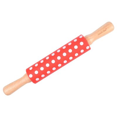 Isabelle Rose Silicone Wooden Rolling Pin Dots red/white 30 cm