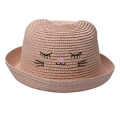 Clayre & Eef Kids Straw Hat Cat pink