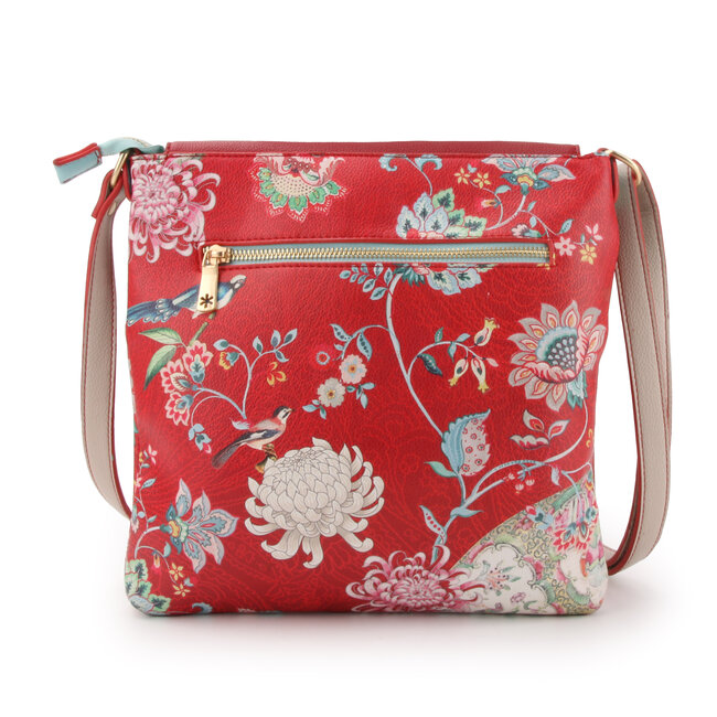 Cross-Shoulder Bag with Flap Ming red