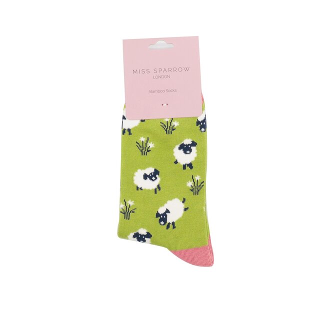 Socks Bamboo Leaping Sheep green