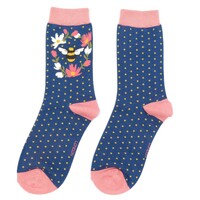 Miss Sparrow Socks Bamboo Bumble Bee Wreath navy