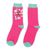 Miss Sparrow Socken Bamboo Bumble Bee Wreath hot pink