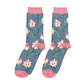 Miss Sparrow Socken Bamboo Abstract Floral denim