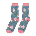 Miss Sparrow Socks Bamboo Abstract Floral denim