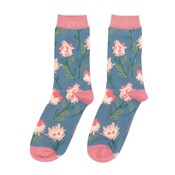 Miss Sparrow Socken Bamboo Abstract Floral denim