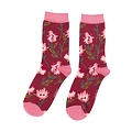 Miss Sparrow Socks Bamboo Abstract Floral dark red