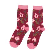 Miss Sparrow Socken Bamboo Abstract Floral dark red