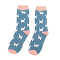 Miss Sparrow Socks Bamboo Cute Scottie Dogs denim