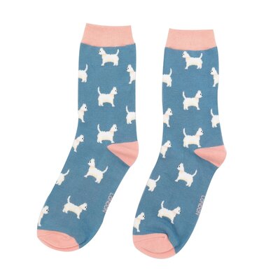 Miss Sparrow Socken Bamboo Cute Scottie Dogs denim