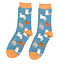 Miss Sparrow Socks Bamboo Cute Kitten denim