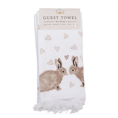 Clayre & Eef Guest towel Rabbits brown