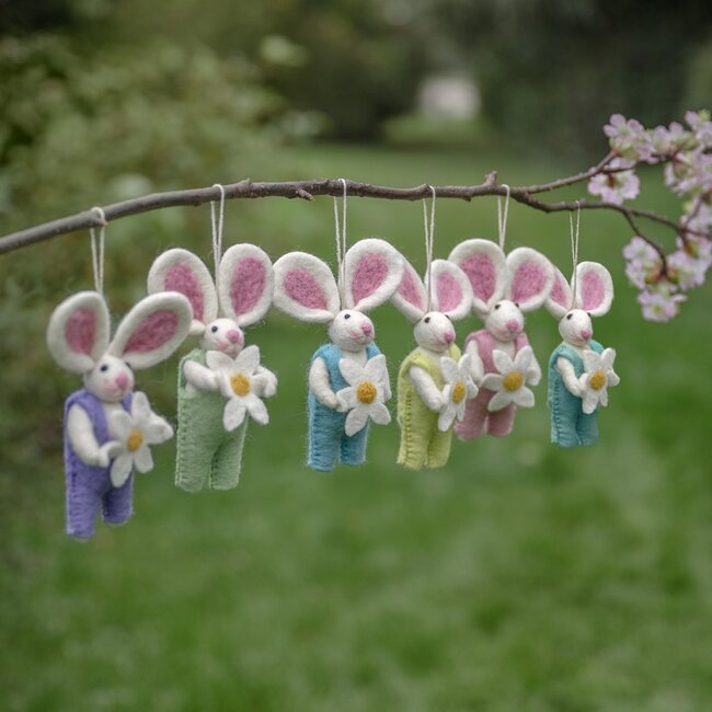 Felt Hanger Haasje met Margriet assorti
