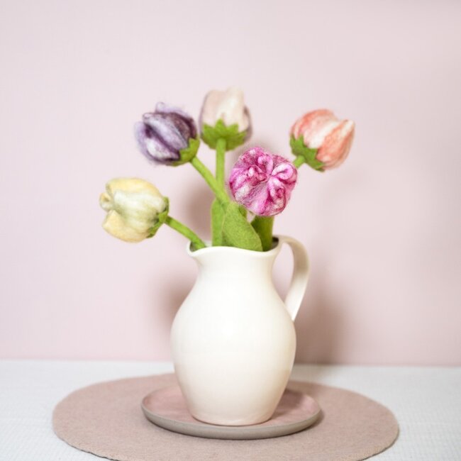 Felt Flower Tulp Soft Colors assorti