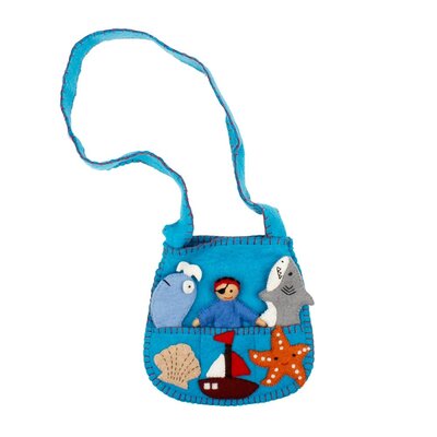 Sjaal met Verhaal Felt Bag with Finger Dolls  In de Zee