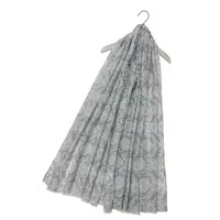 M&K Collection Scarve Damask Floral Frayed grey