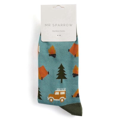 Miss Sparrow Männer-Socken Bamboo Camping duck egg