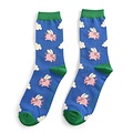 Miss Sparrow Mens Socks Bamboo Flying Pigs blue