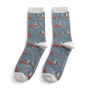 Miss Sparrow Mens Socks Bamboo Gone Fishing denim