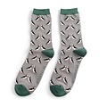 Miss Sparrow Mens Socks Bamboo Kissing Puffins grey