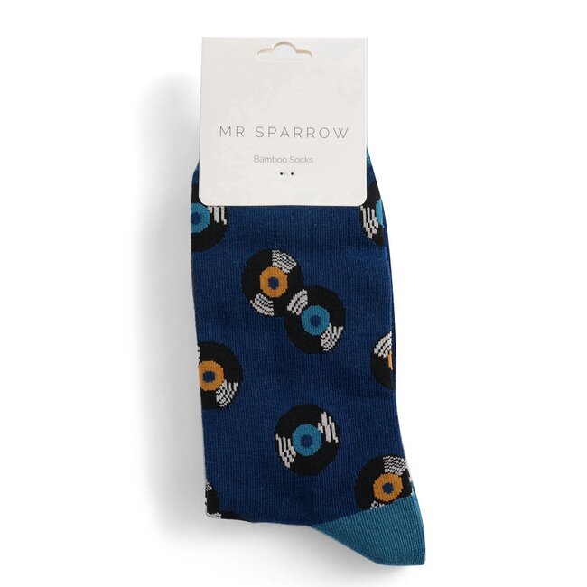 Mens Socks Bamboo Vintage Vinyl navy