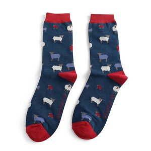 Miss Sparrow Männer-Socken Bamboo Sheep Family navy