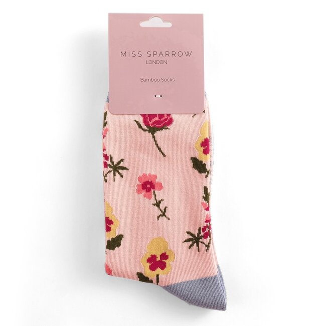Socken Bamboo Botany Study dusky pink