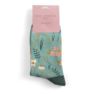 Miss Sparrow Socken Bamboo Meadow duck egg