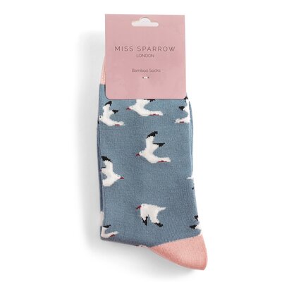 Miss Sparrow Socks Bamboo Seagulls denim