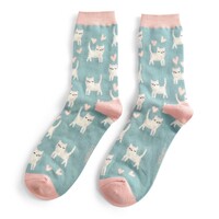 Miss Sparrow Socken Bamboo Sleepy Cats duck egg