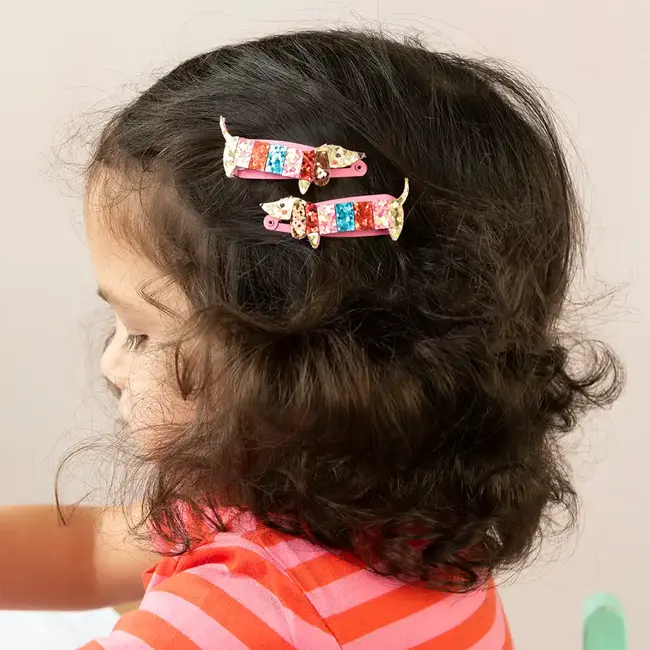 Hair Clips Glitter Sausage Dog