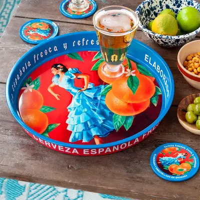 Rex London Serving Tray round Cerveza Espanola