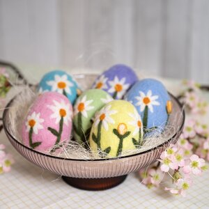 Sjaal met Verhaal Felt Egg Voorjaarsei Margrietjes assorti