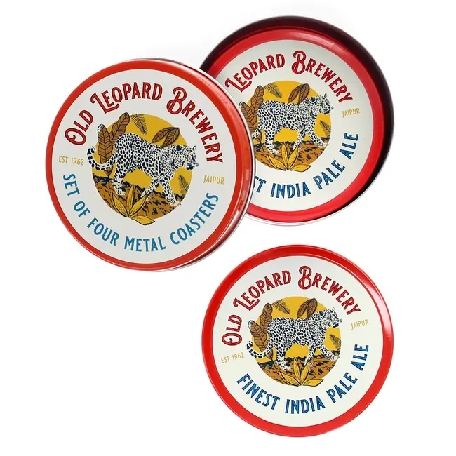 Coasters metal Old Leopard Brewery Set of 4