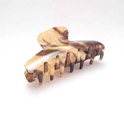 Red Cuckoo Hair Claw Clip Oval Marbeled brown/beige