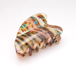 Red Cuckoo Hair Claw Clip Asymmetric turquoise/brown