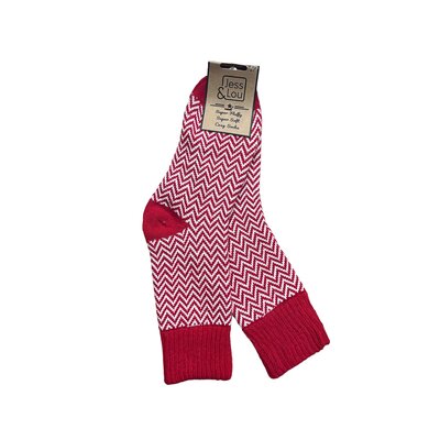 Jess & Lou Socks Ribbed Herringbone red