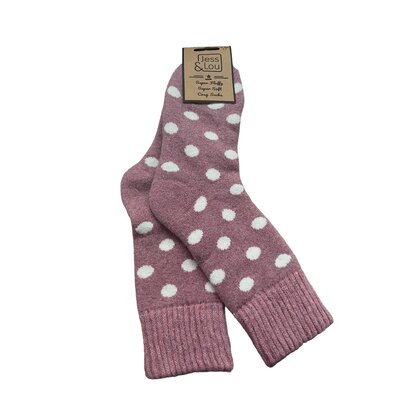 Jess & Lou Socks Ribbed Spot pink