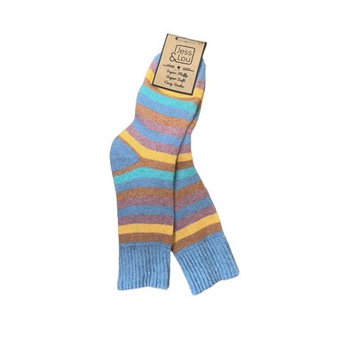 Jess & Lou Socken Ribbed Bold Stripes blue