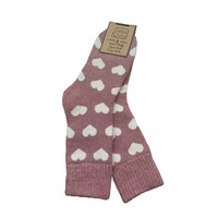 Jess & Lou Socks Ribbed Happy Hearts pink